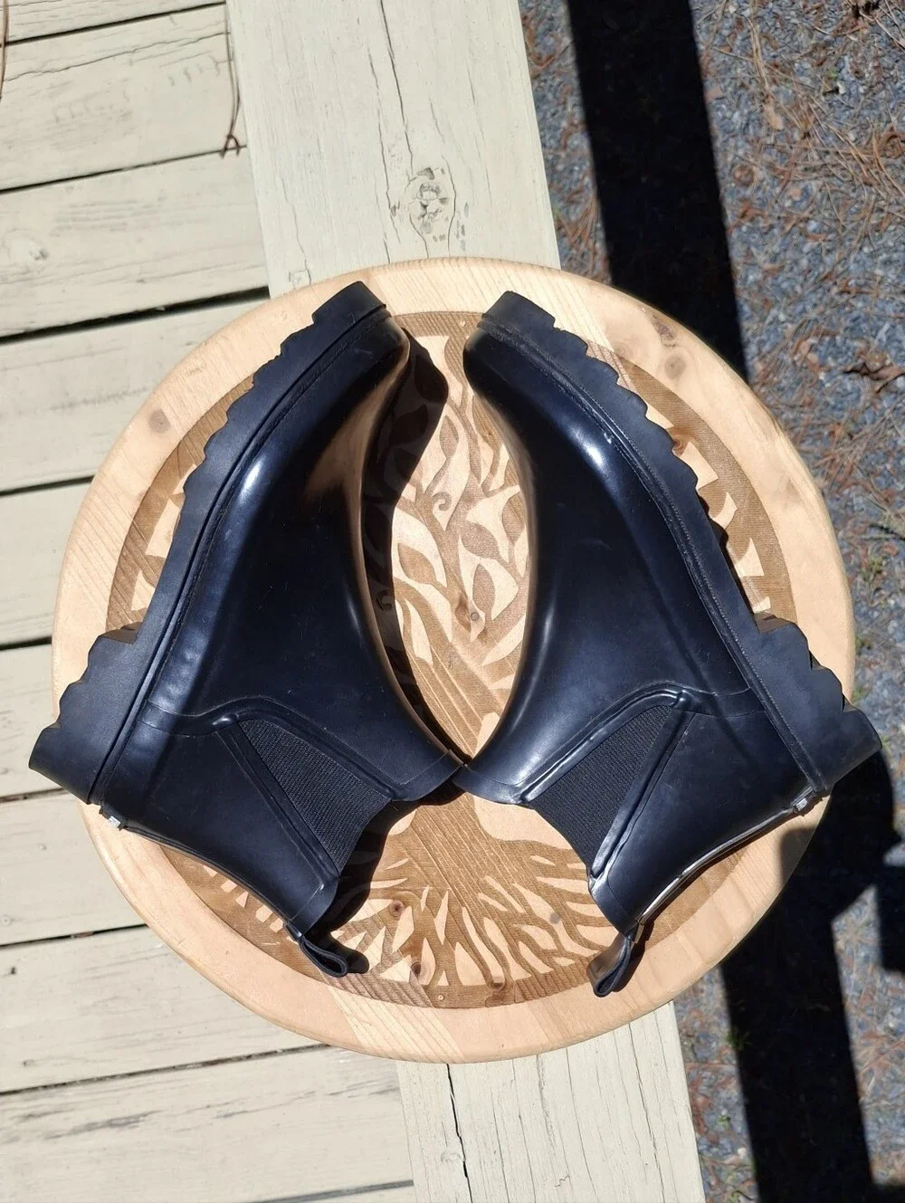 Vintage Polo Sport Ralph Lauren Black Rubber Chelsea Rain Boots Size 7